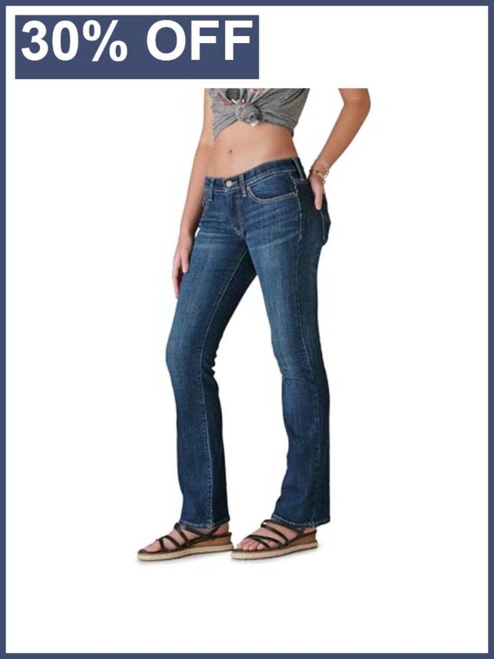 Mid Rise Easy Rider Bootcut Jean Button Closure Casual - Picture 4 of 6